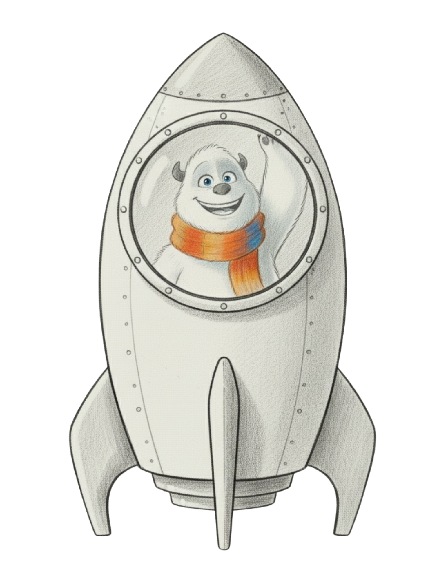 Reti the Yeti in a rocket